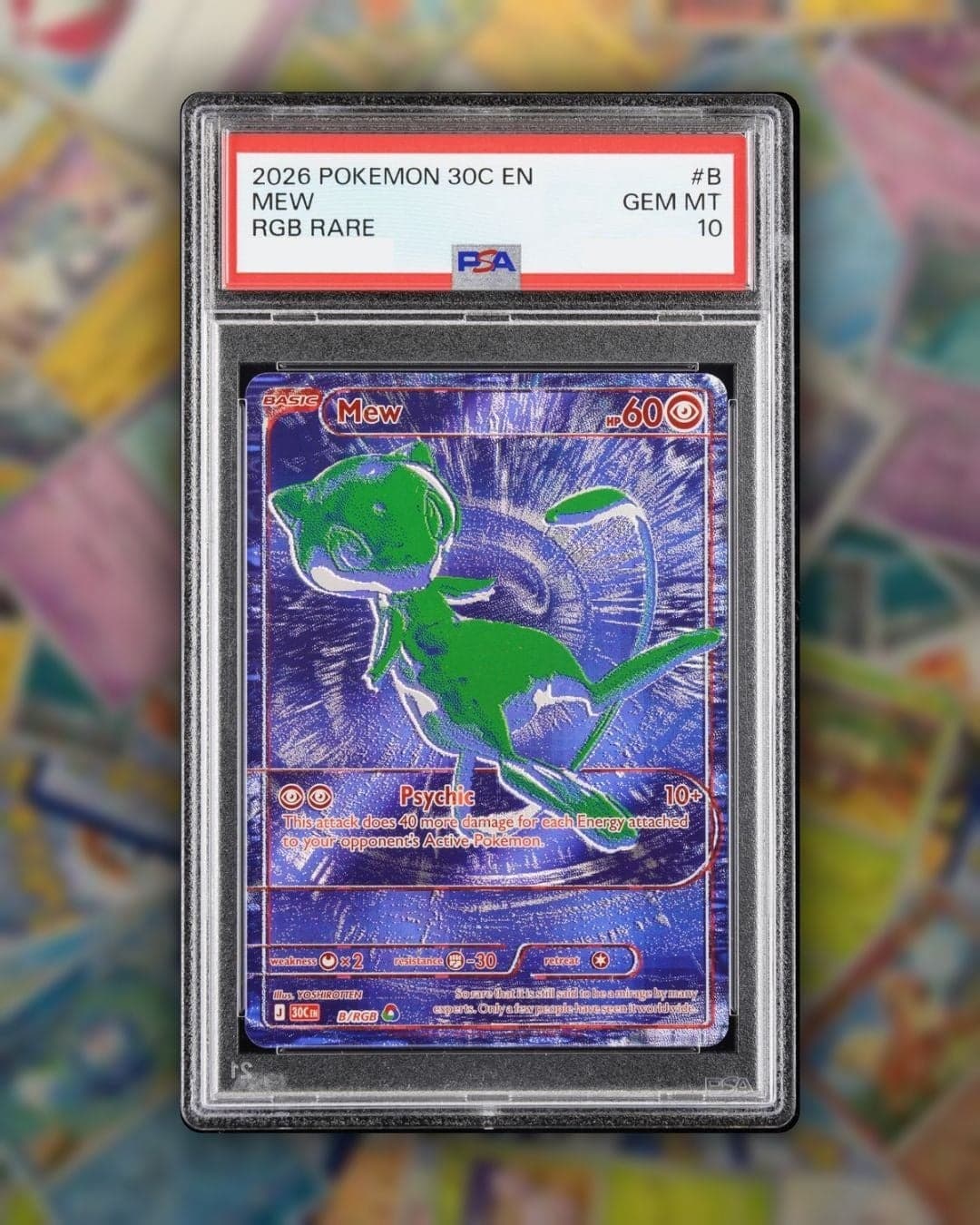 Mew B/RGB in a PSA slab graded GEM MT 10